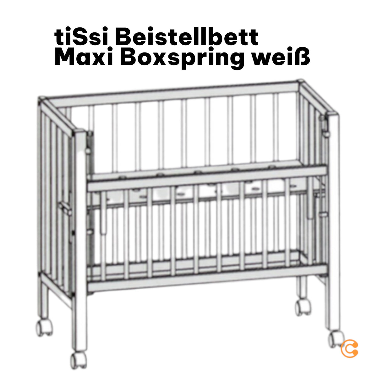 tiSsi Beistellbett Maxi Boxspring Babybett Kinderbett Beistellbett 50x90cm weiß - 4260657580225
