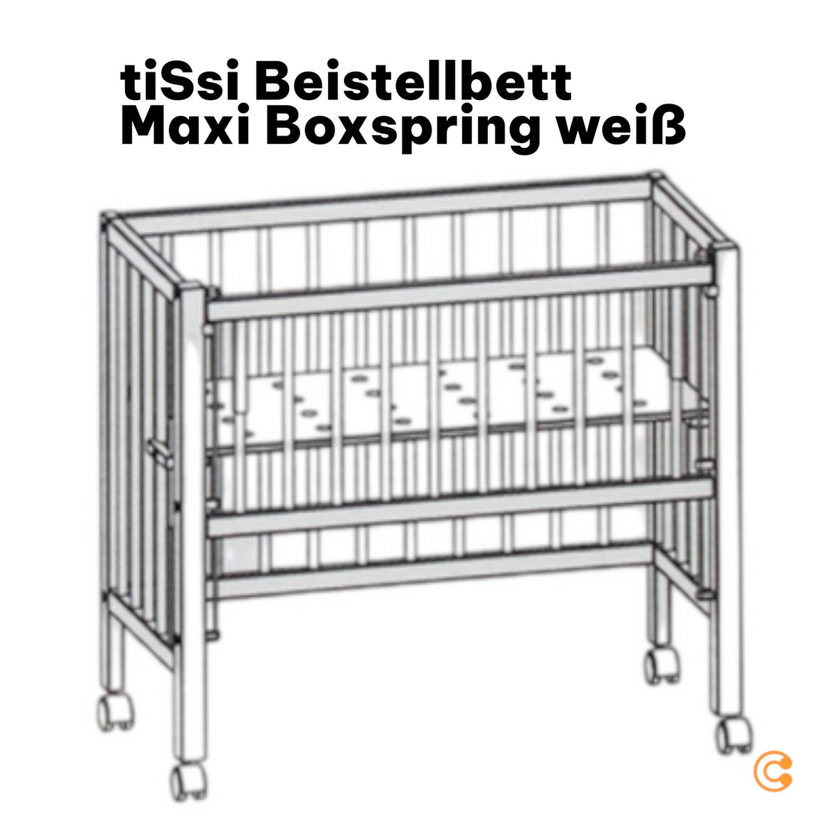 tiSsi Beistellbett Maxi Boxspring Babybett Kinderbett Beistellbett 50x90cm weiß - 4260657580225