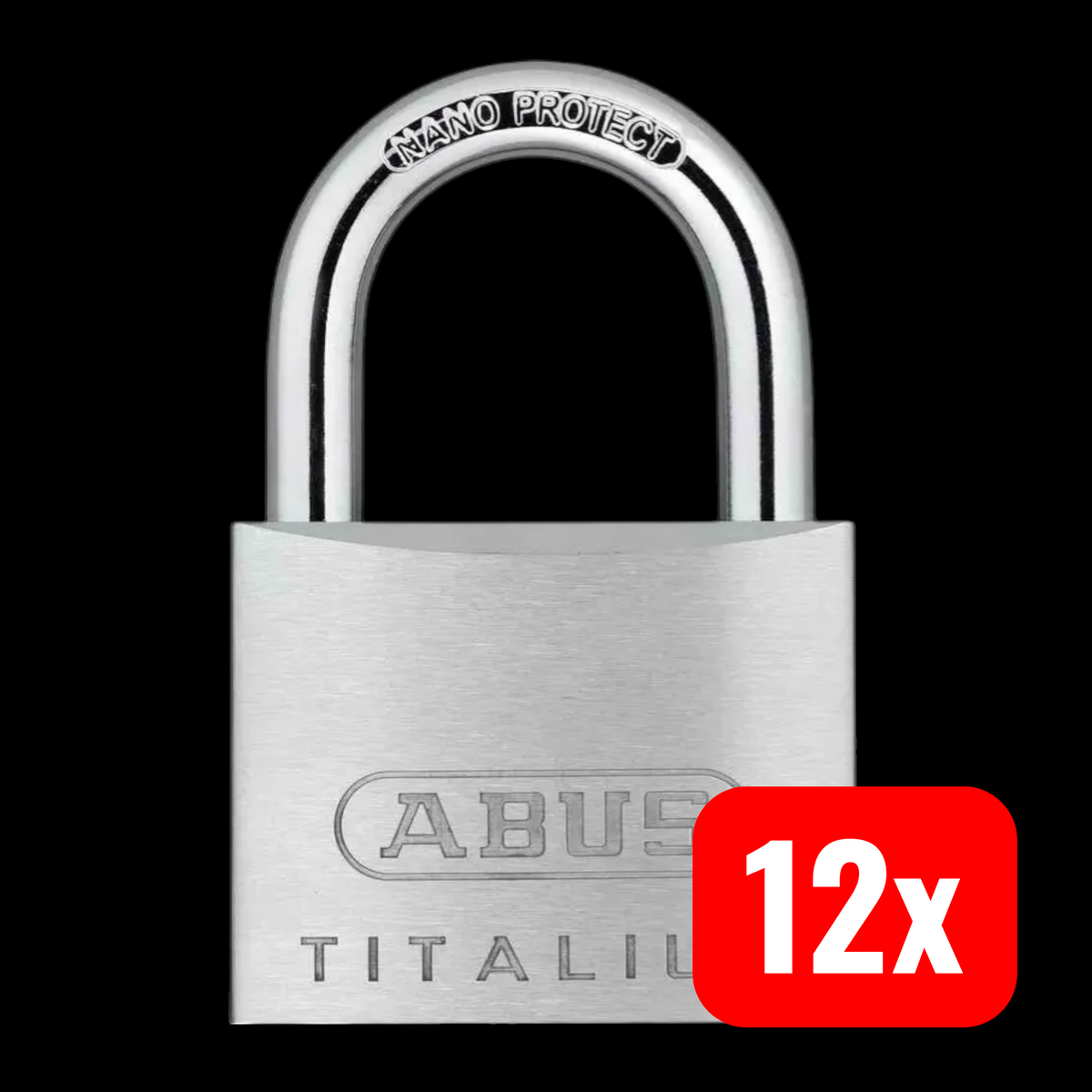 ABUS Vorhangschloss Zylinderschloss 64TI/50 Titalium 50mm 2 Schlüssel 12 STÜCK - 4003318770869