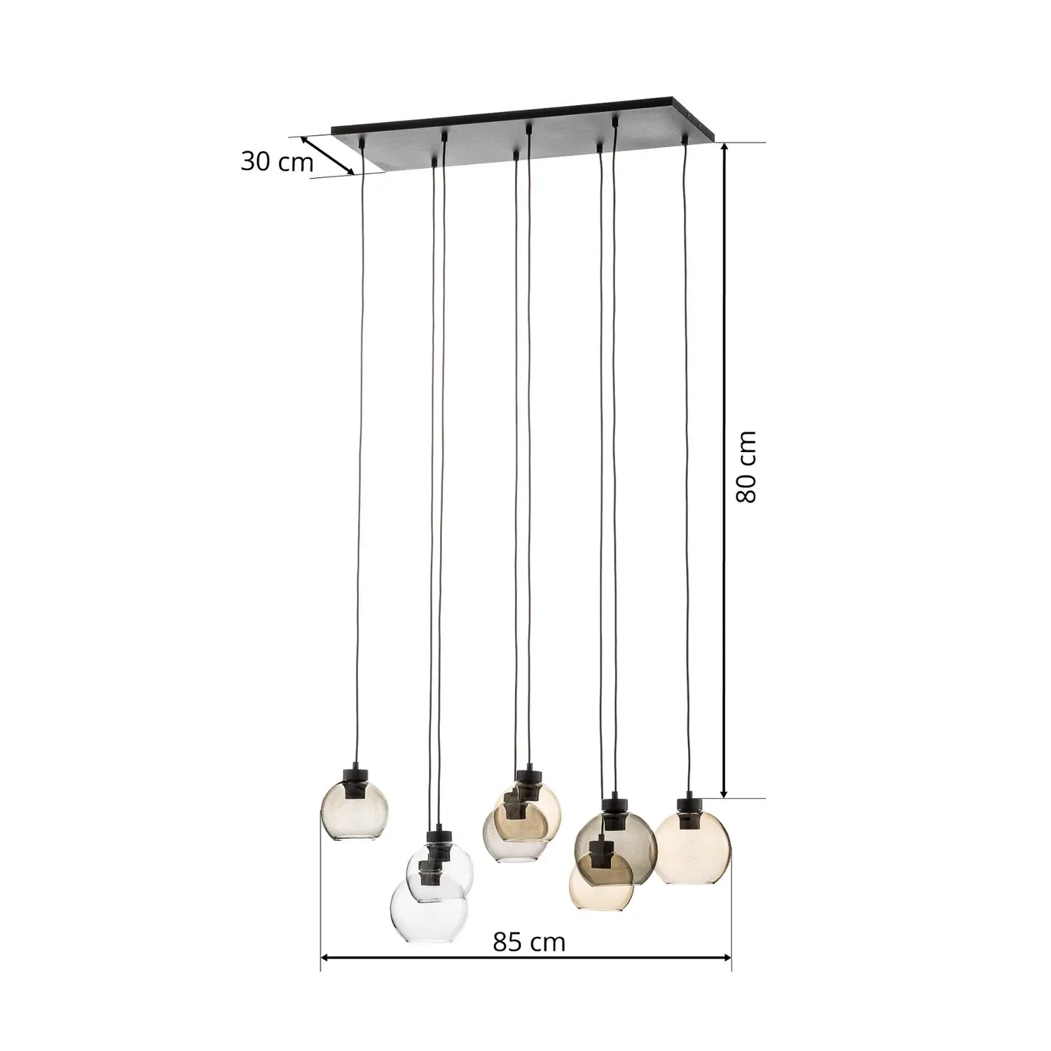 B-Ware Tk Lighting Cubus 8 Pendelleuchte Hängelampe Lampe Clear/Smoke/Amber Glas623 - 9050015