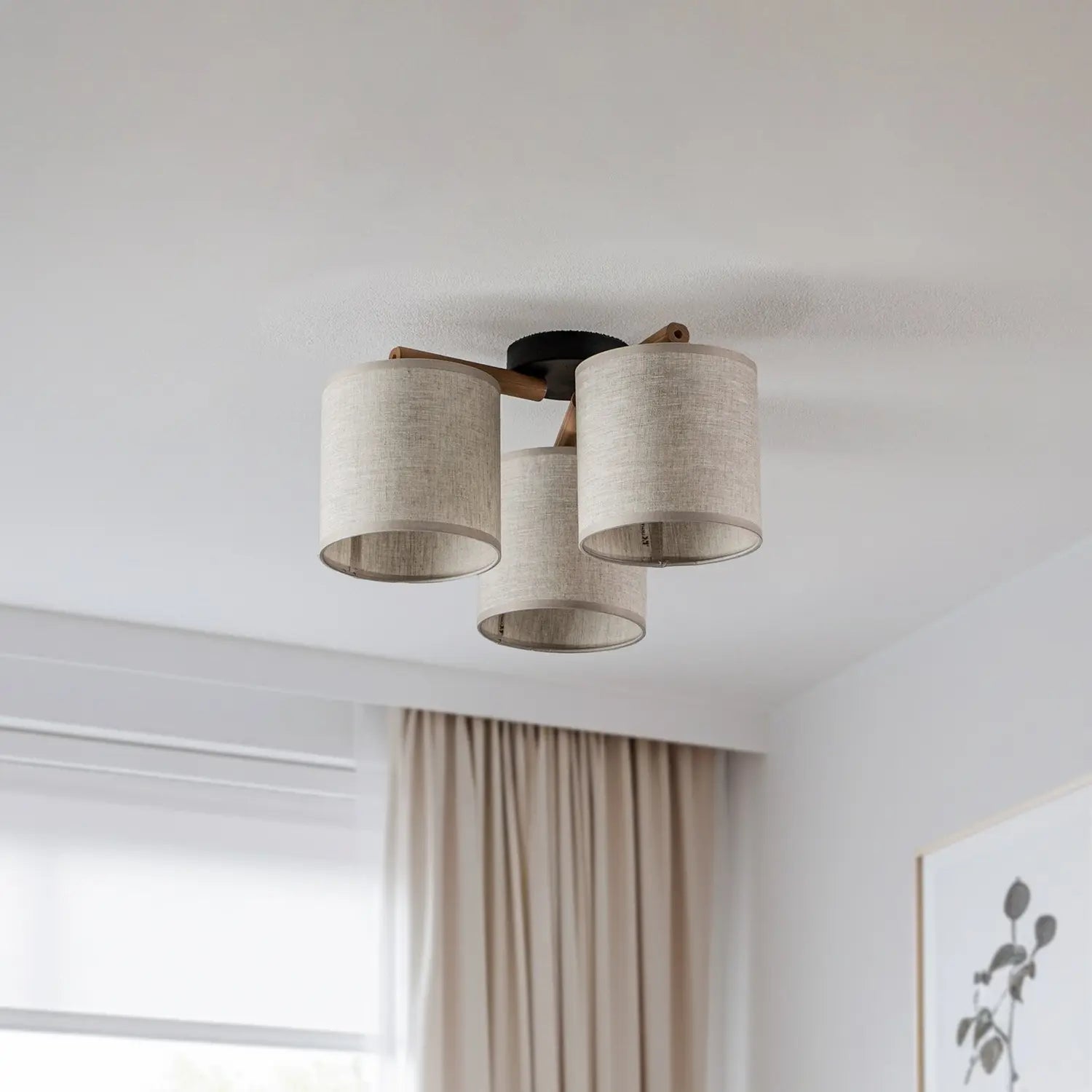 B-Ware Tk Lighting Deckenlampe Lampe Synonym Deva Textil Baumwolle Holz Beige Schwarz - 5901780568658