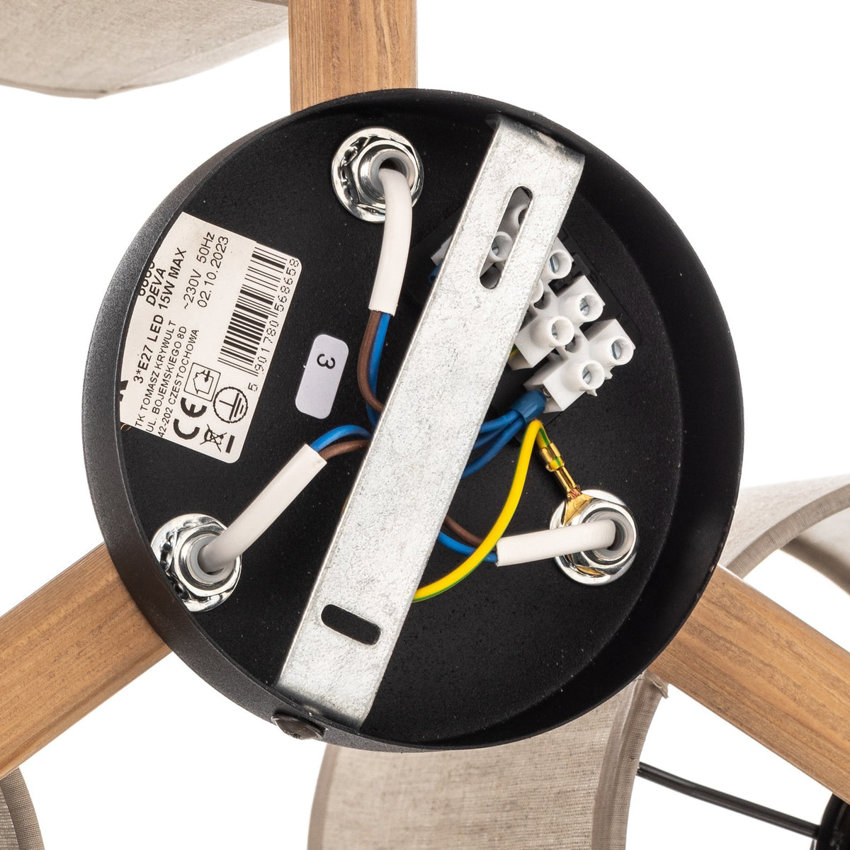 TK Lighting Deckenlampe Lampe Synonym Deva Textil Baumwolle Holz beige schwarz - 5901780568658