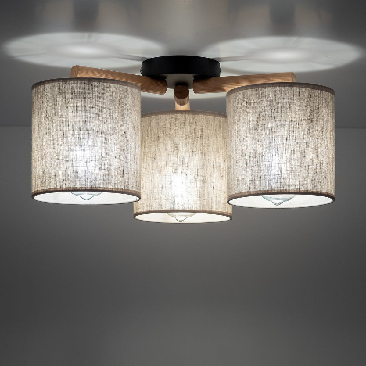 TK Lighting Deckenlampe Lampe Synonym Deva Textil Baumwolle Holz beige schwarz - 5901780568658
