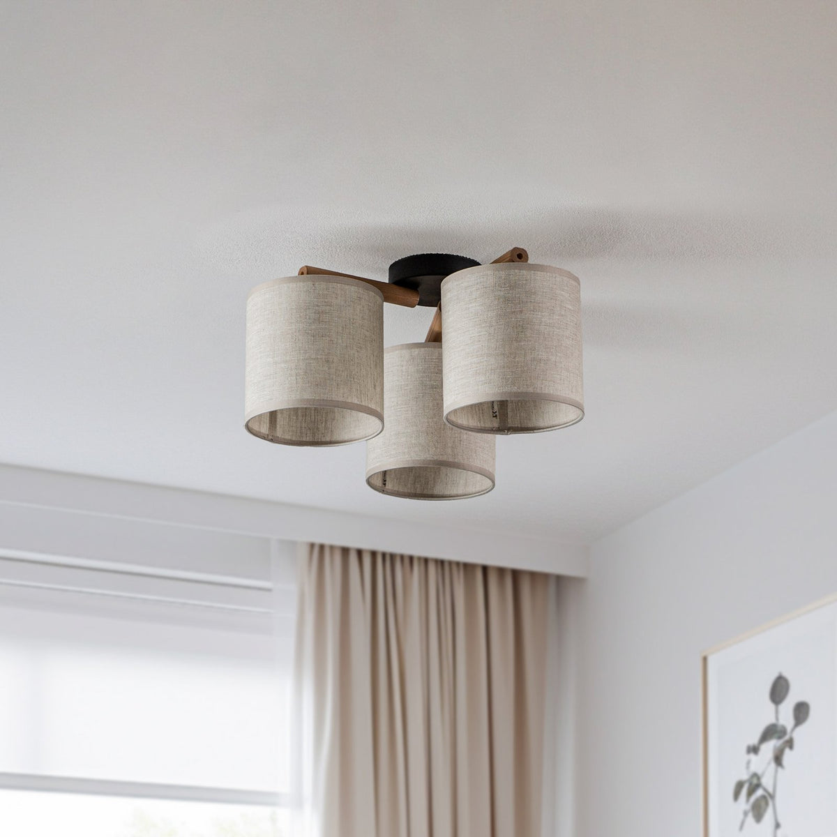 TK Lighting Deckenlampe Lampe Synonym Deva Textil Baumwolle Holz beige schwarz - 5901780568658