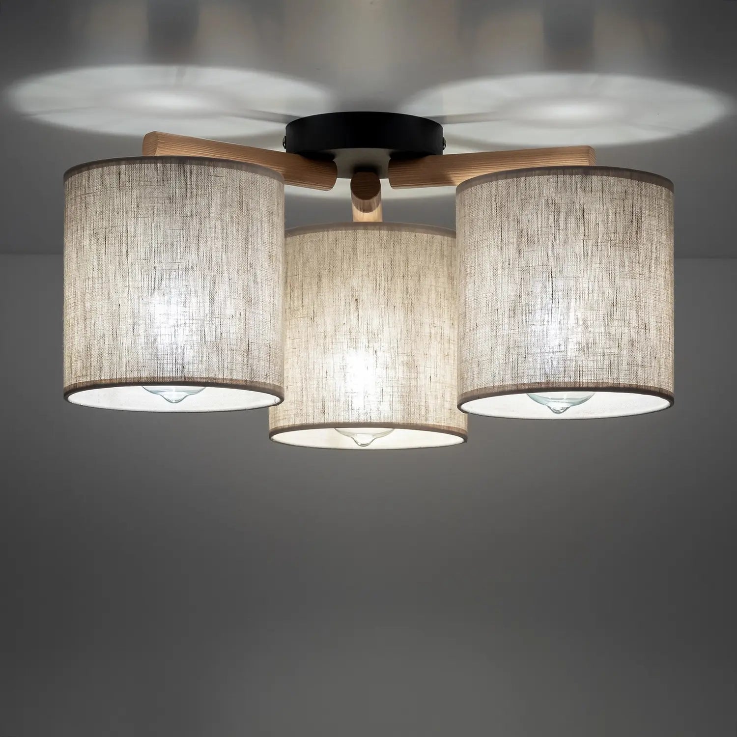 B-Ware Tk Lighting Deckenlampe Lampe Synonym Deva Textil Baumwolle Holz Beige Schwarz - 5901780568658