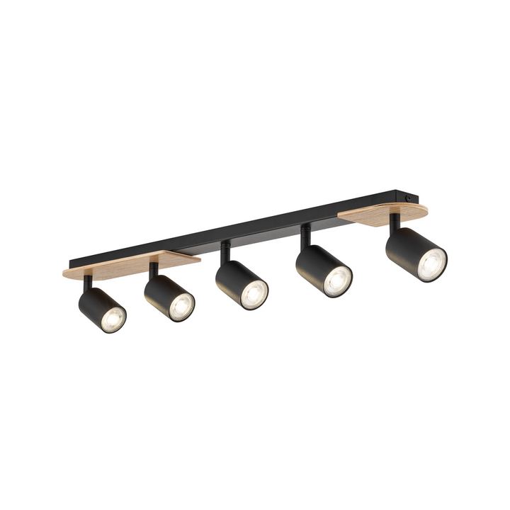 Tk Lighting Deckenspot Lampe Led Gu10 Schwarz Holz Hell Fünfflammig Holz Stahl   B-Ware - 5901780557775