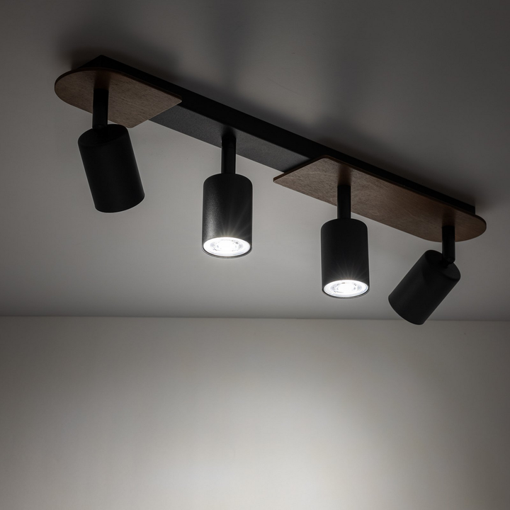 Tk Lighting Cover Wood Deckenspot Leuchte Lampe Nussbaum Vierflammig Gu10 Lampe B-Ware - 5901780568818