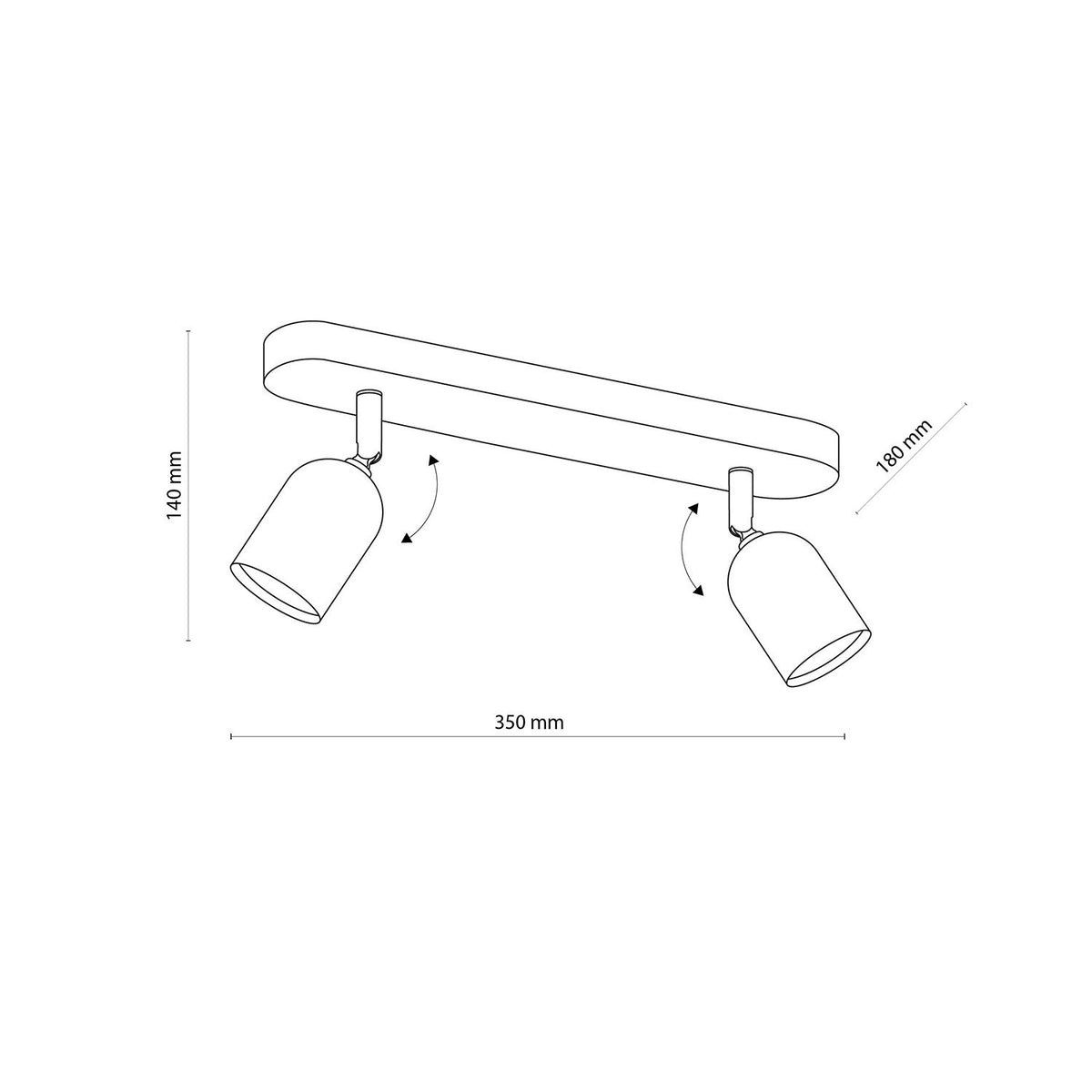 TK Lighting Deckenspot Strahler Top schwarz zweiflammig Deckenleuchte Metall - 5901780544164