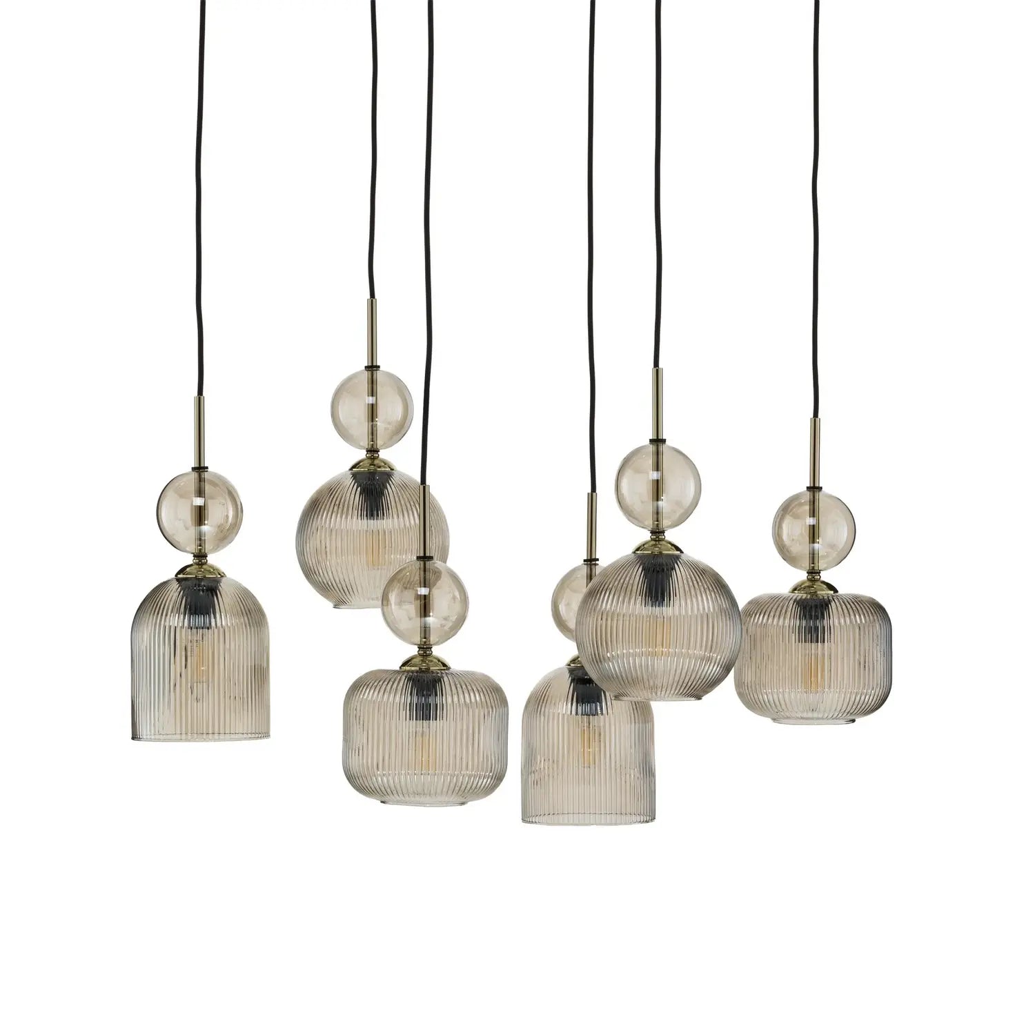 B-Ware Tk Lighting Hängelampe Pendelleuchte Sophia Glas Metall Schwarz Cognac E14 Led - 5906135110445