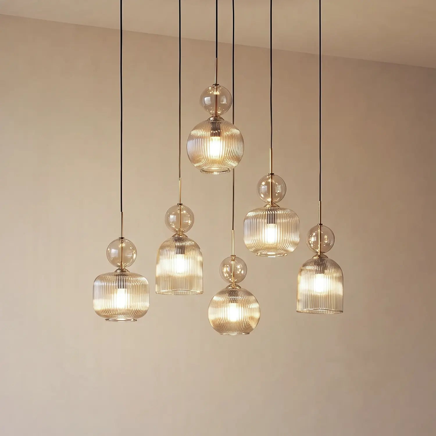 B-Ware Tk Lighting Hängelampe Pendelleuchte Sophia Glas Metall Schwarz Cognac E14 Led - 5906135110445