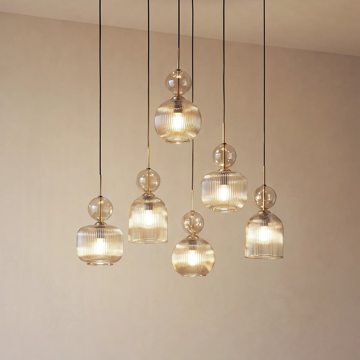 TK Lighting Hängelampe Pendelleuchte Sophia Glas Metall schwarz cognac E14 LED - 5906135110445