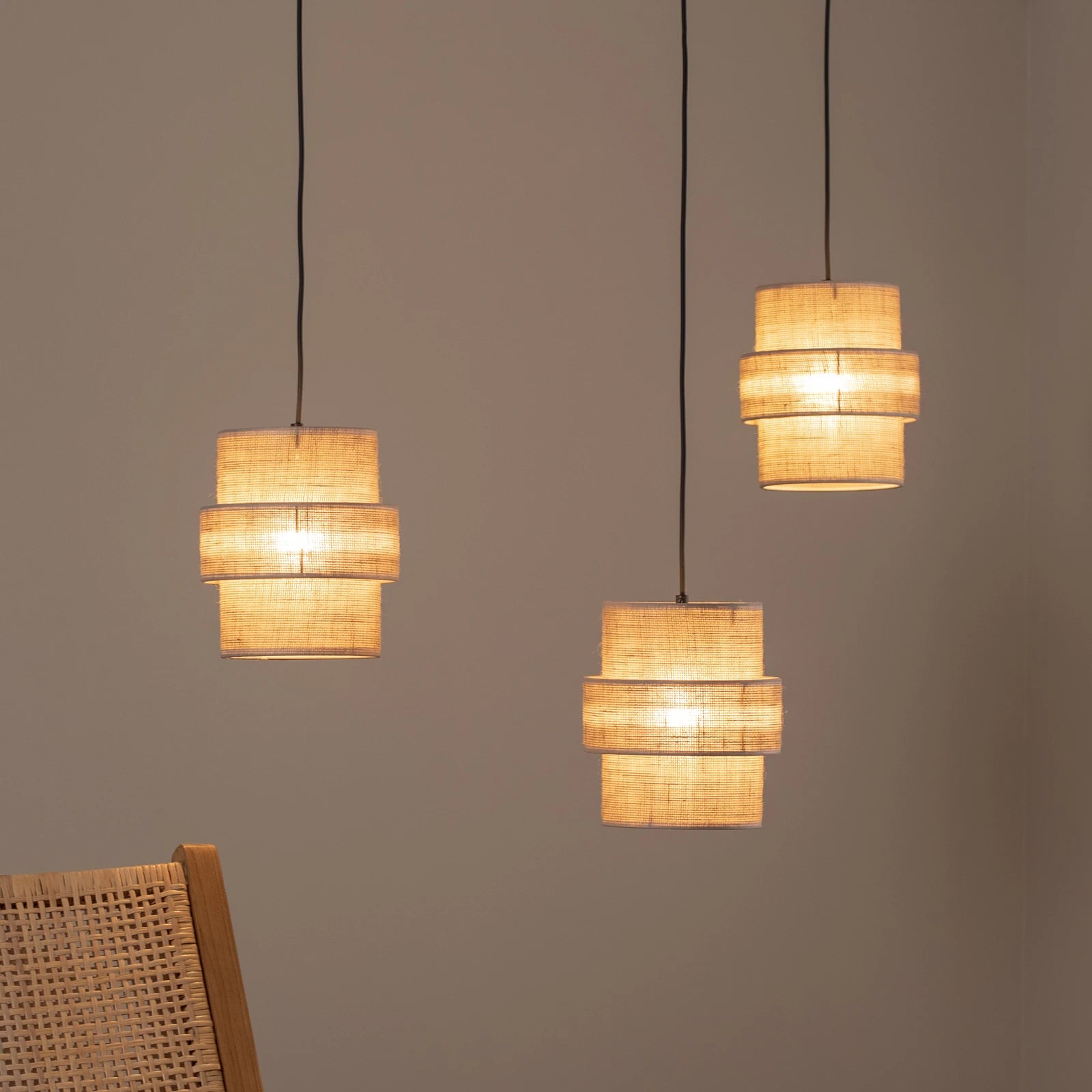 TK Lighting Hängeleuchte Pendelleuchte Calisto Jute naturbraun 3-flammig LED E27 - 5901780554033