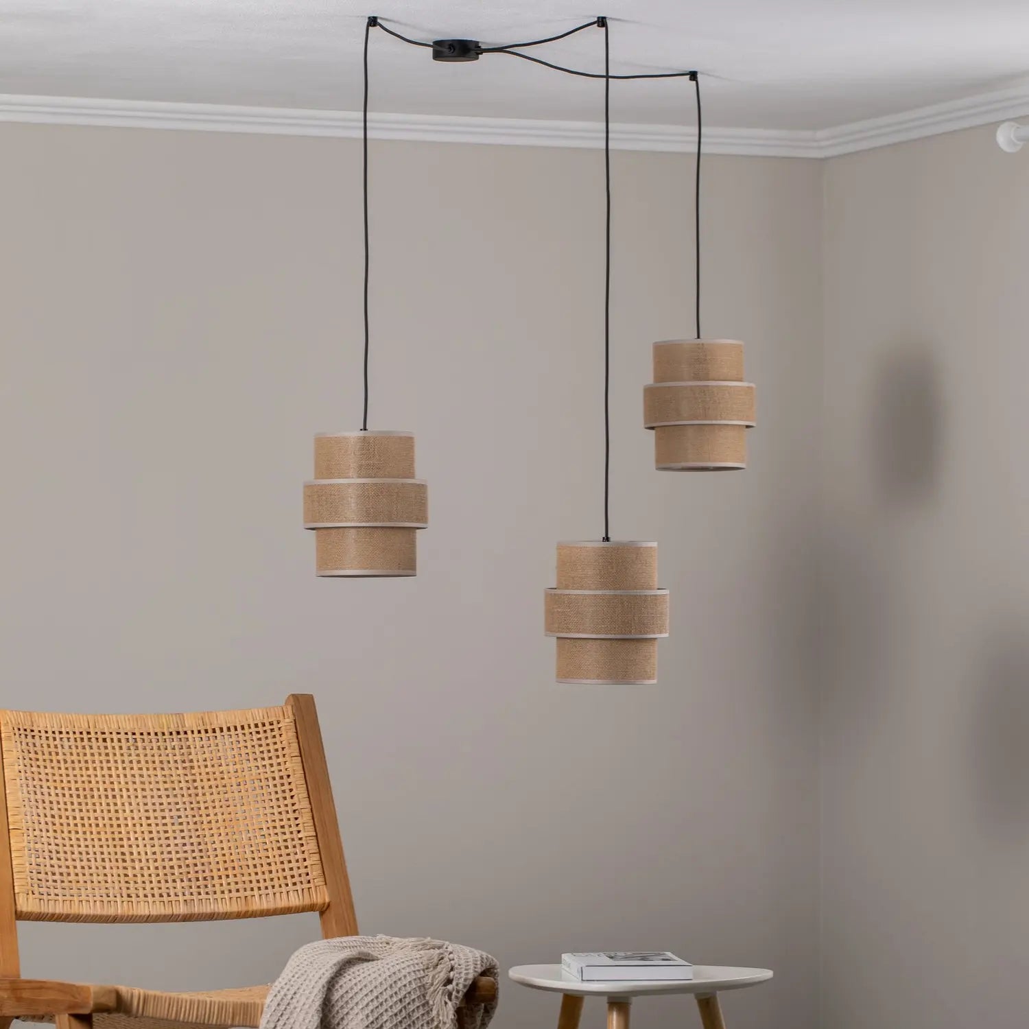 B-Ware Tk Lighting Hängeleuchte Pendelleuchte Calisto Jute Naturbraun 3 Flammig - 5901780554033