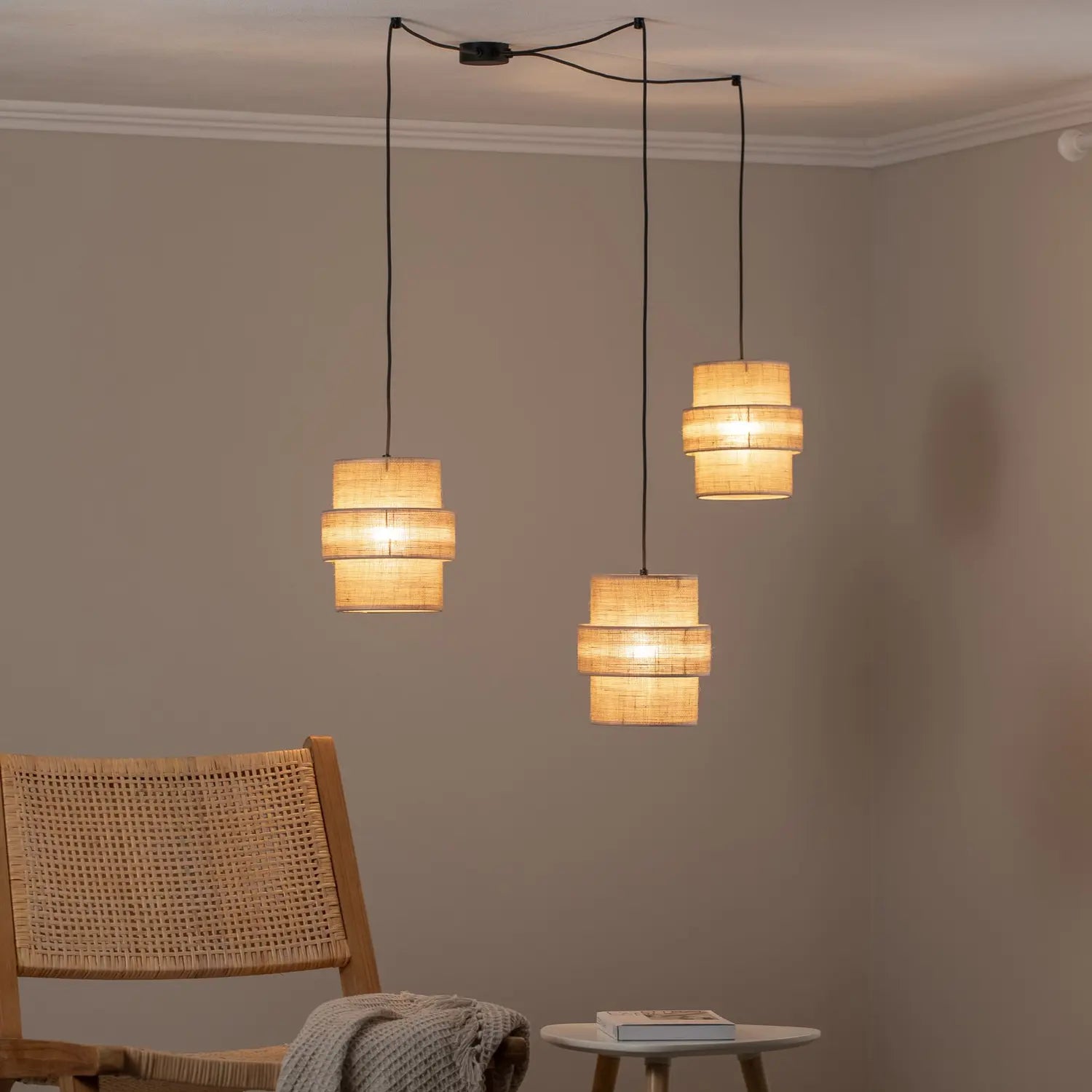 B-Ware Tk Lighting Hängeleuchte Pendelleuchte Calisto Jute Naturbraun 3 Flammig - 5901780554033