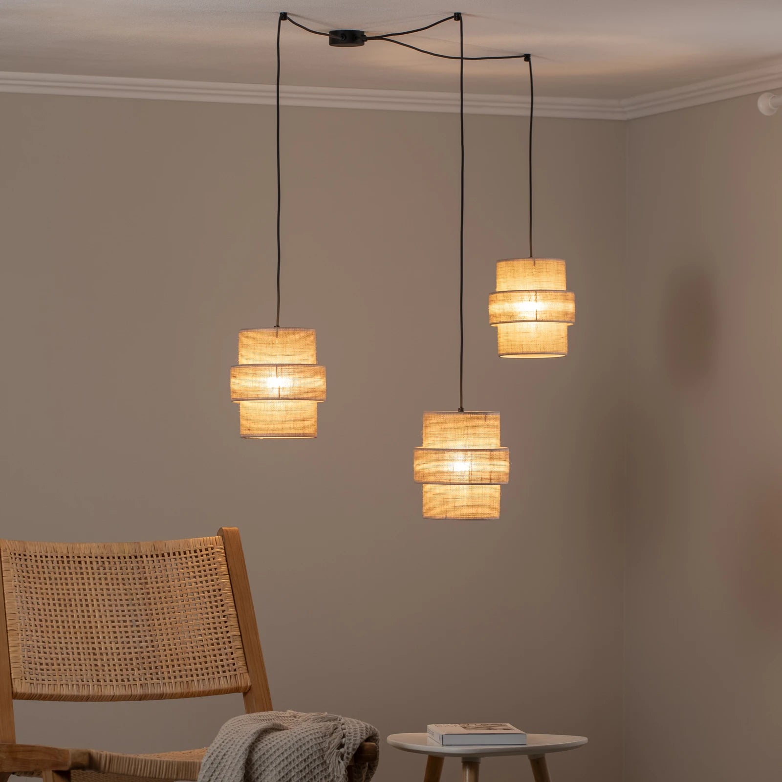 TK Lighting Hängeleuchte Pendelleuchte Calisto Jute naturbraun 3-flammig LED E27 - 5901780554033