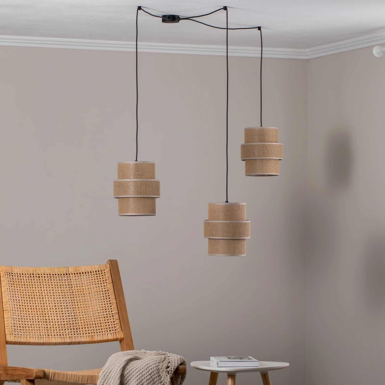 TK Lighting Hängeleuchte Pendelleuchte Calisto Jute naturbraun 3-flammig LED E27 - 5901780554033
