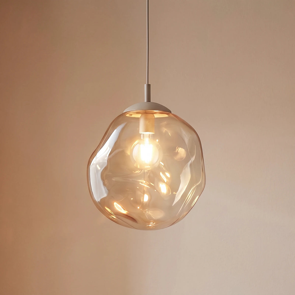 TK Lighting Hängeleuchte Pendelleuchte Lava Glas Sand Cognac E27 LED Ø 35 cm - 5906135113255