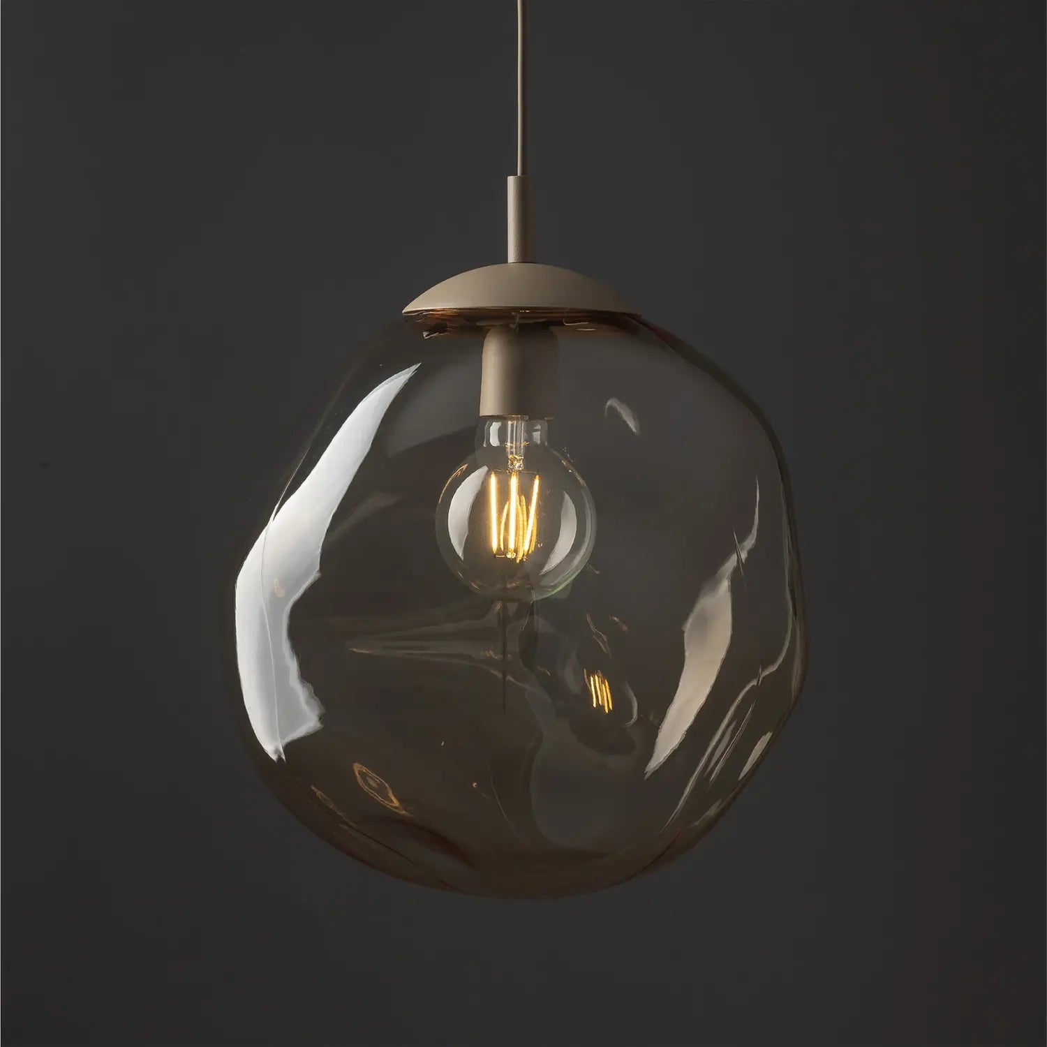 B-Ware Tk Lighting Hängeleuchte Pendelleuchte Lava Glas Sand Cognac E27 Led ø 35 Cm - 5906135113255