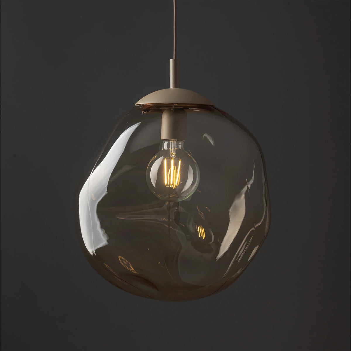 TK Lighting Hängeleuchte Pendelleuchte Lava Glas Sand Cognac E27 LED Ø 35 cm - 5906135113255