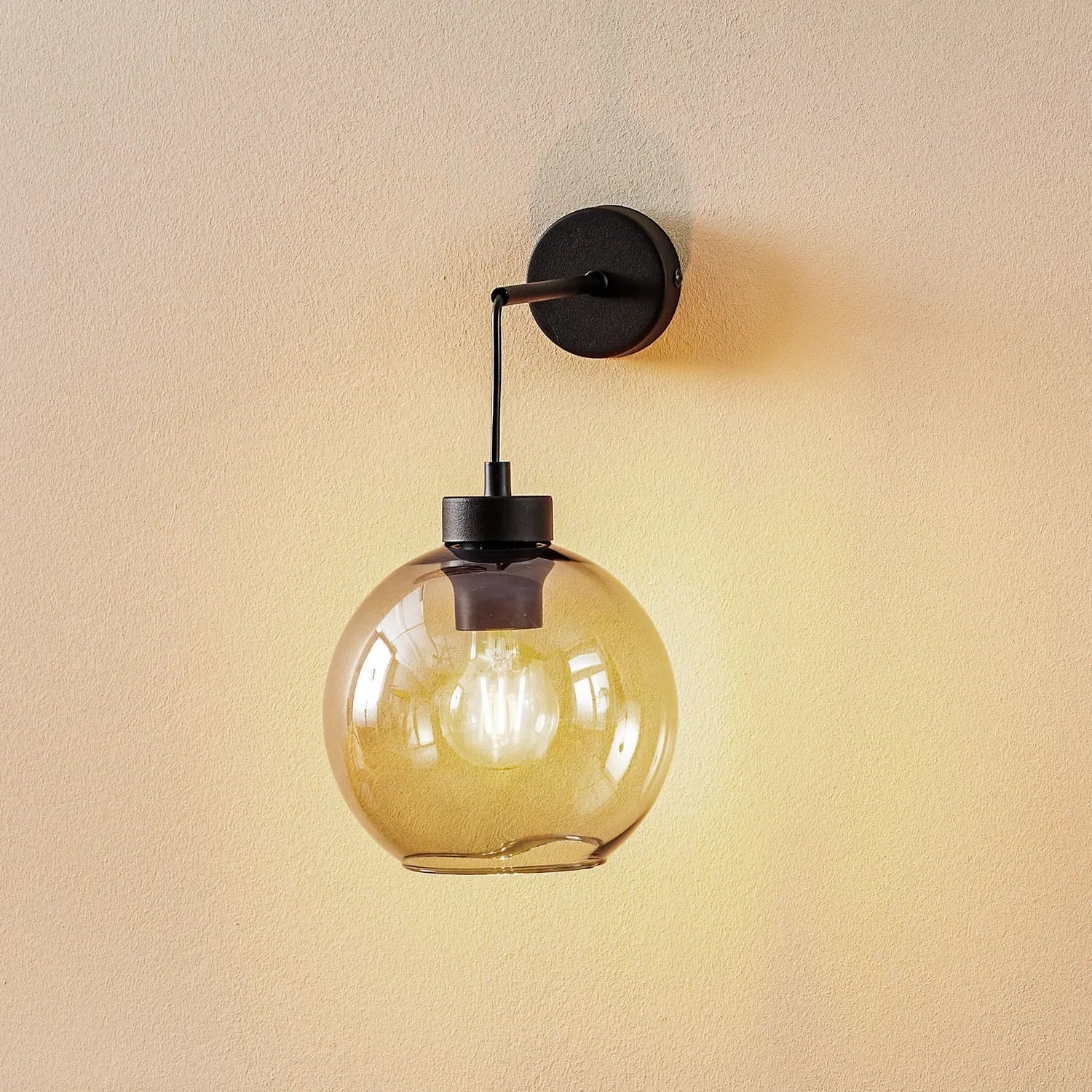 B-Ware Tk Lighting Wandlampe Cubus Wandleuchte Glas Metall Rauchgrau Schwarz E27 - 5901780541385