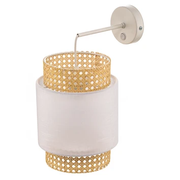 B-Ware Tk Lighting Wandleuchte Boho Lampe Wandbeleuchtung Rattan Weiß Wohnraum
