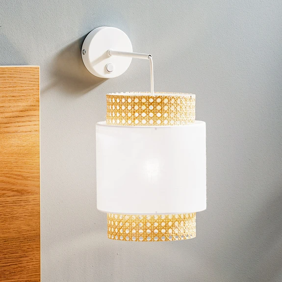 Tk Lighting Wandleuchte Boho Lampe Wandbeleuchtung Rattan Weiß Wohnraum   B-Ware - 5901780565381