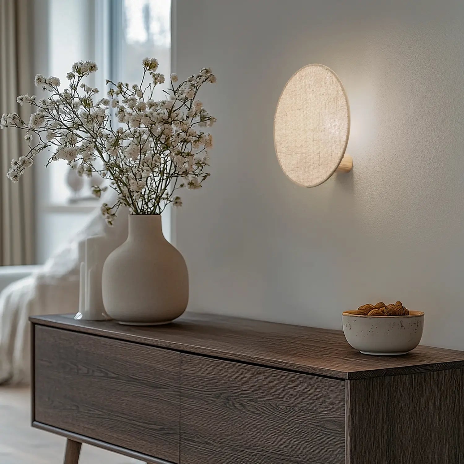 B-Ware Tk Lighting Wandleuchte Wandlampe Pulse Juteschirm Naturbraun Holz Textil 30 Cm - 5901780548148