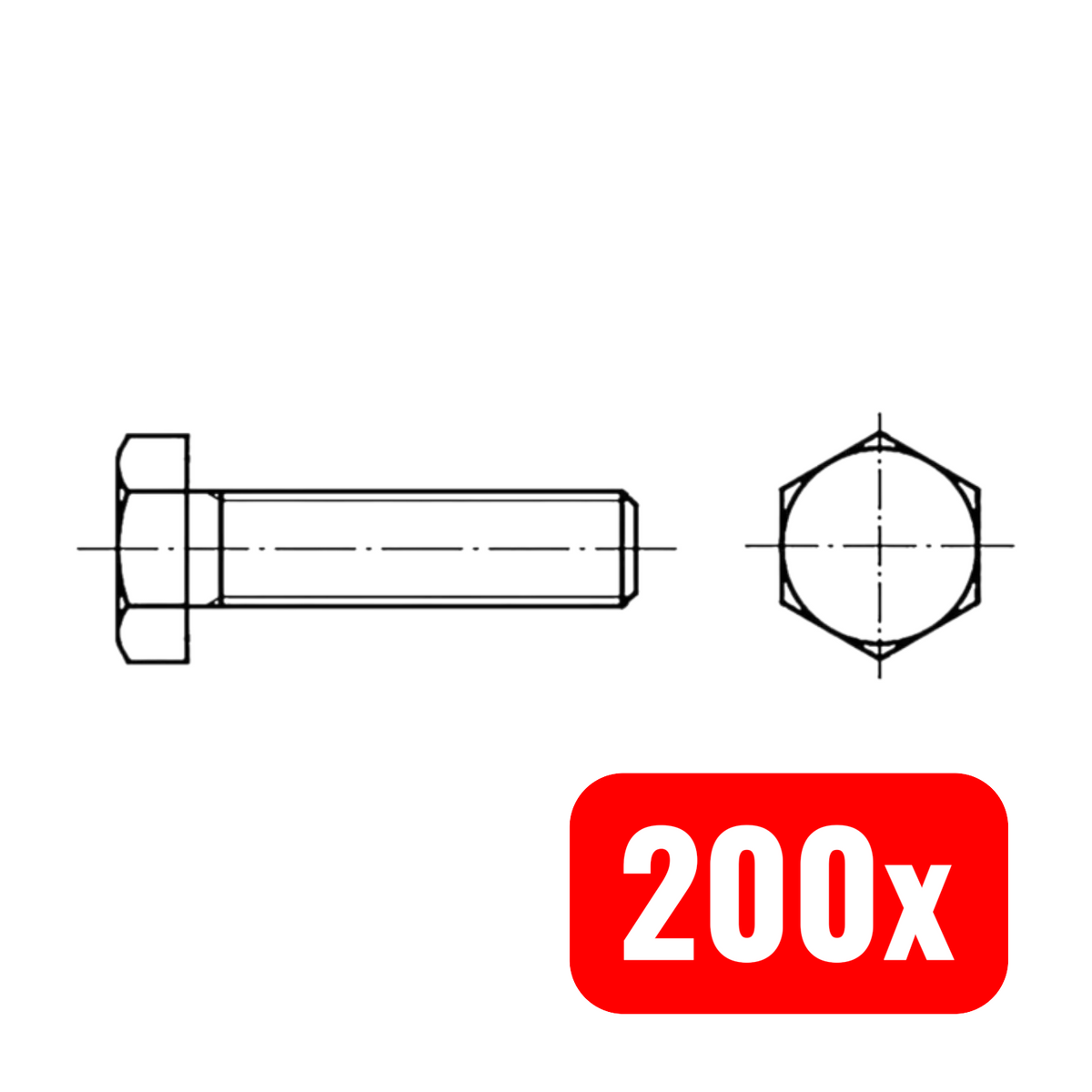 TOOLCRAFT Sechskantschraube Schraube M12 DIN933 Stahl verzinkt 200 STÜCK - 4053199154166