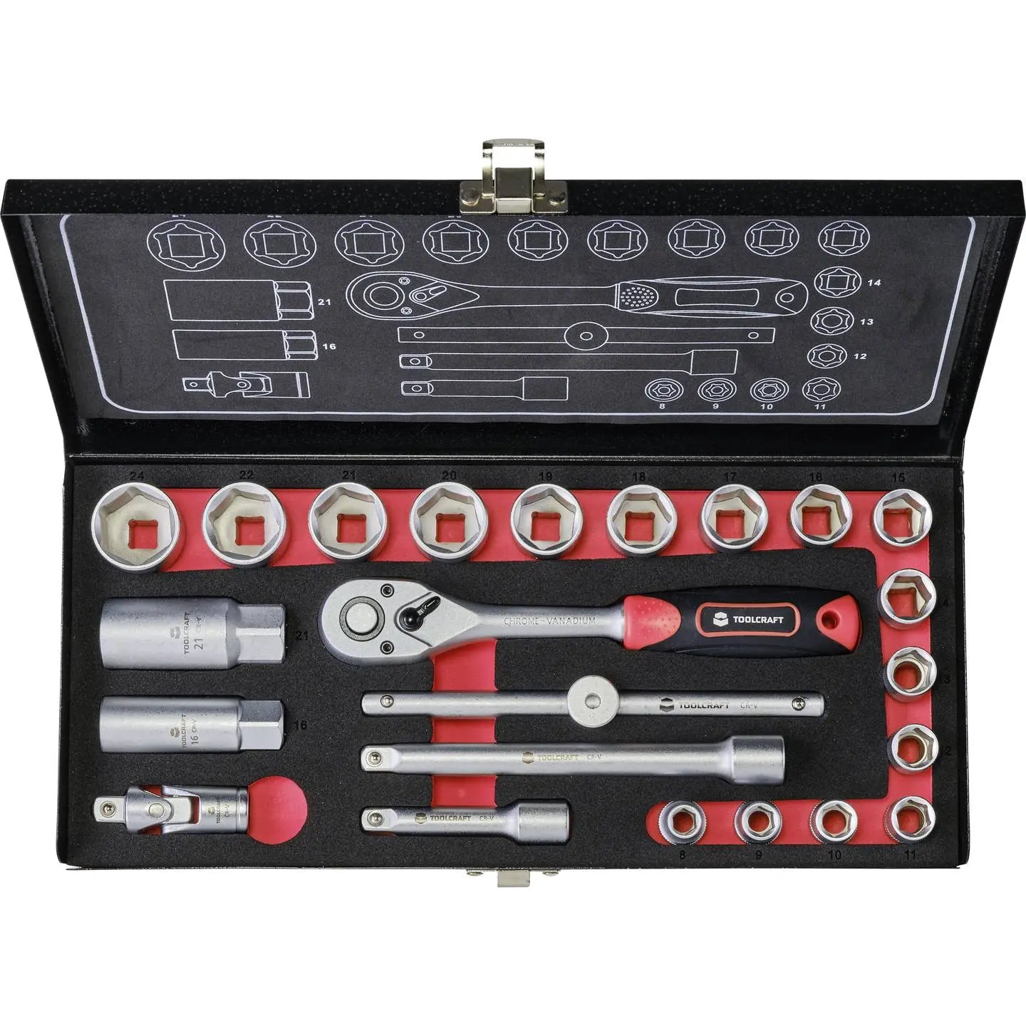 B-Ware Toolcraft Steckschlüsselsatz Chrom Vanadium Stahl Metrisch Werkstatt Set - 4016138689679