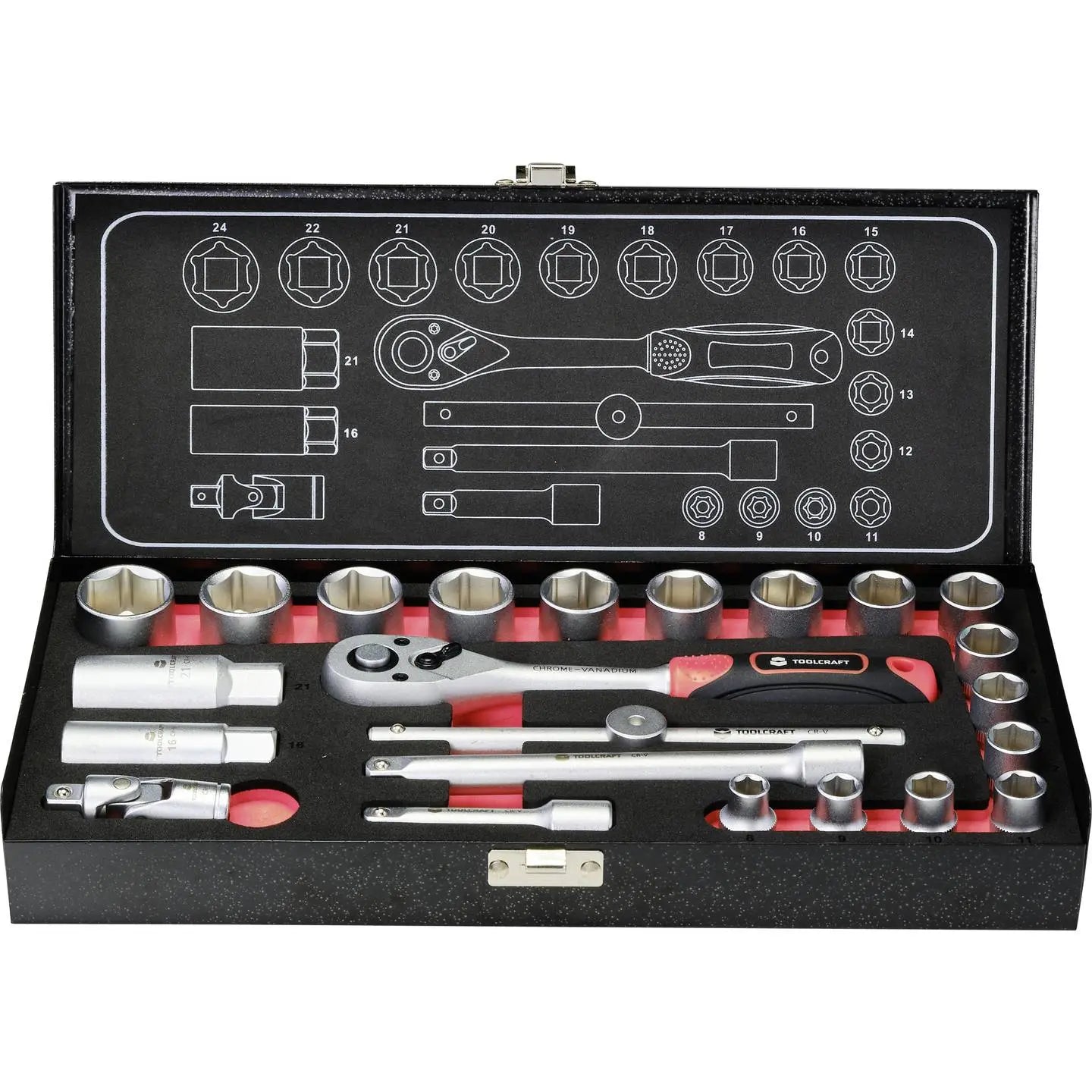 B-Ware Toolcraft Steckschlüsselsatz Chrom Vanadium Stahl Metrisch Werkstatt Set - 4016138689679