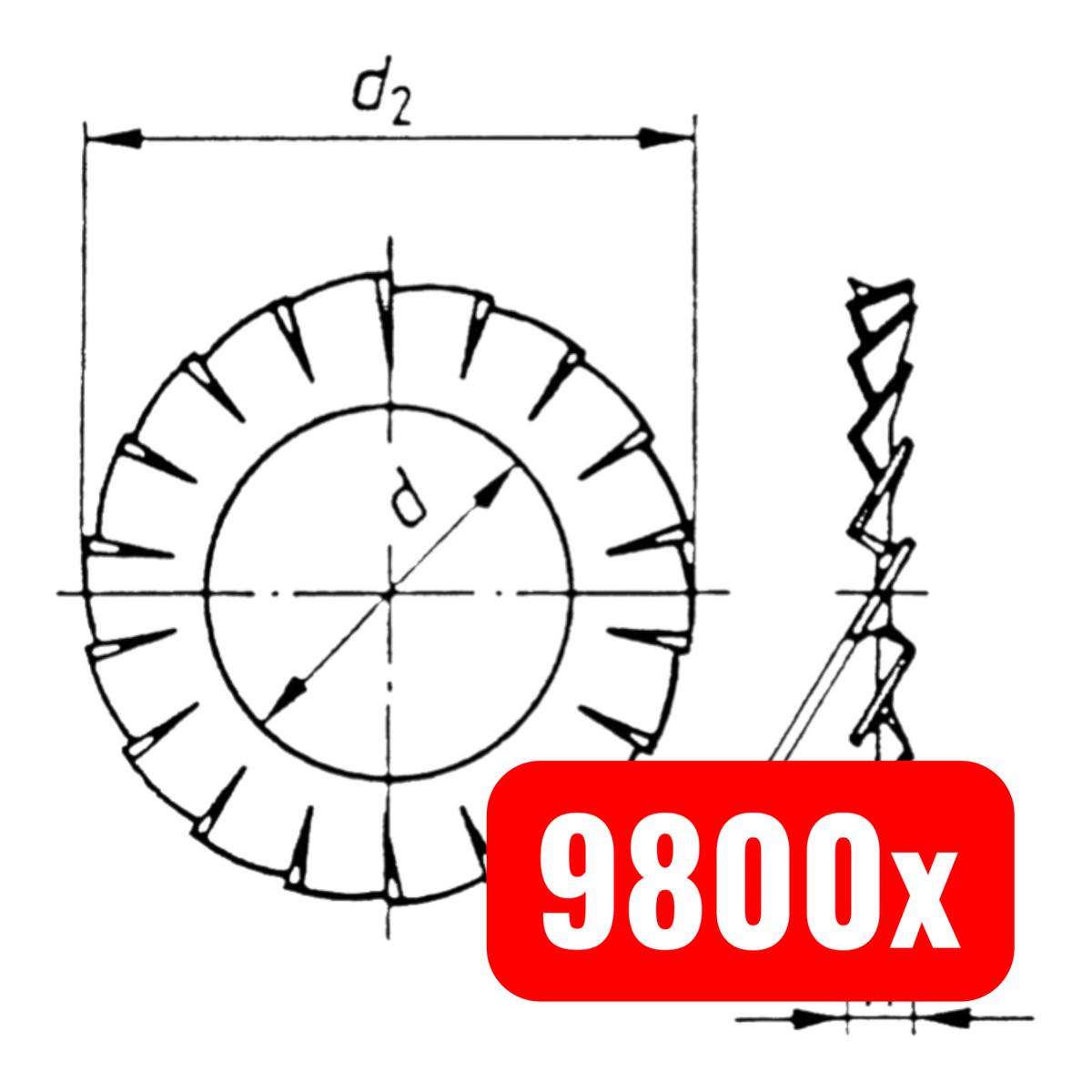 Toolcraft Fächerscheiben Innen 3.2mm M3 DIN 6798 Federstahl 9800 STÜCK - 4016138278422