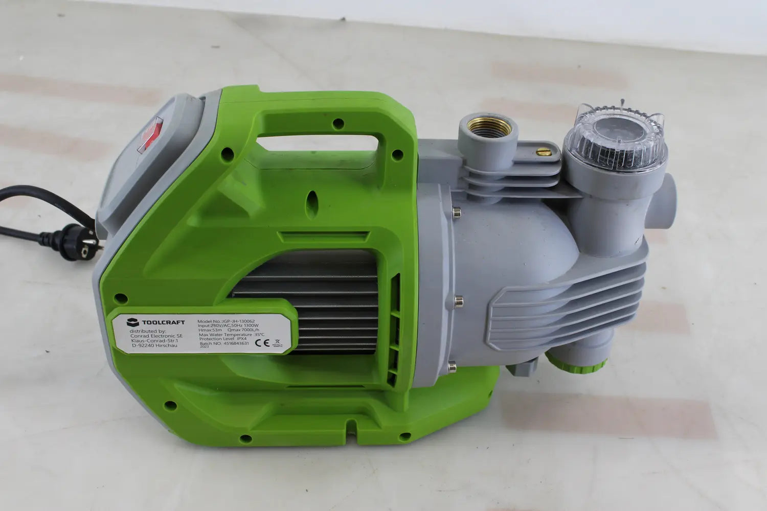 C-Ware Toolcraft Gartenpumpe Gartenfilterpumpe Pumpe 7000 L/H 53 M Siehe Text/Foto - 4064161310121