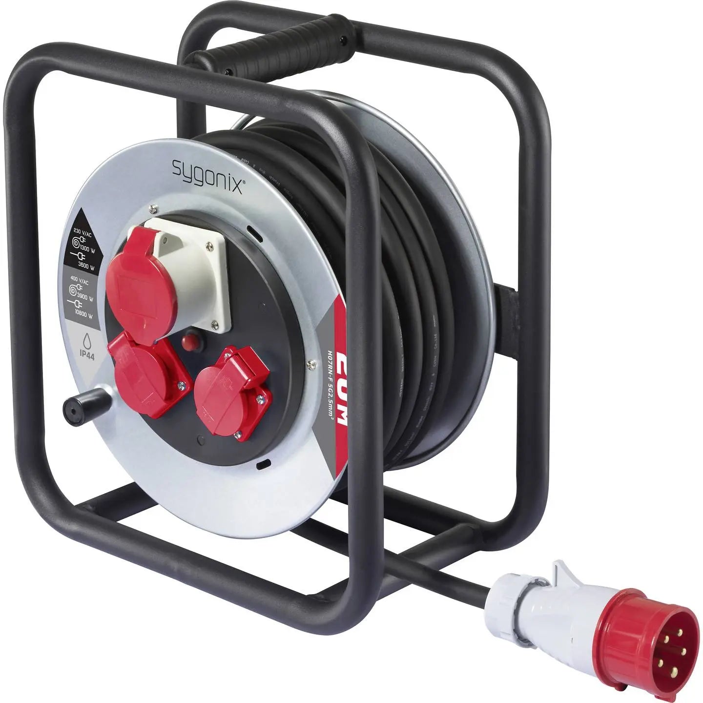 B-Ware Sygonix Kabeltrommel Kabelrolle 2x Schuko 1x Cee Stecker Schwarz Outdoor 20 M - 4064161478722