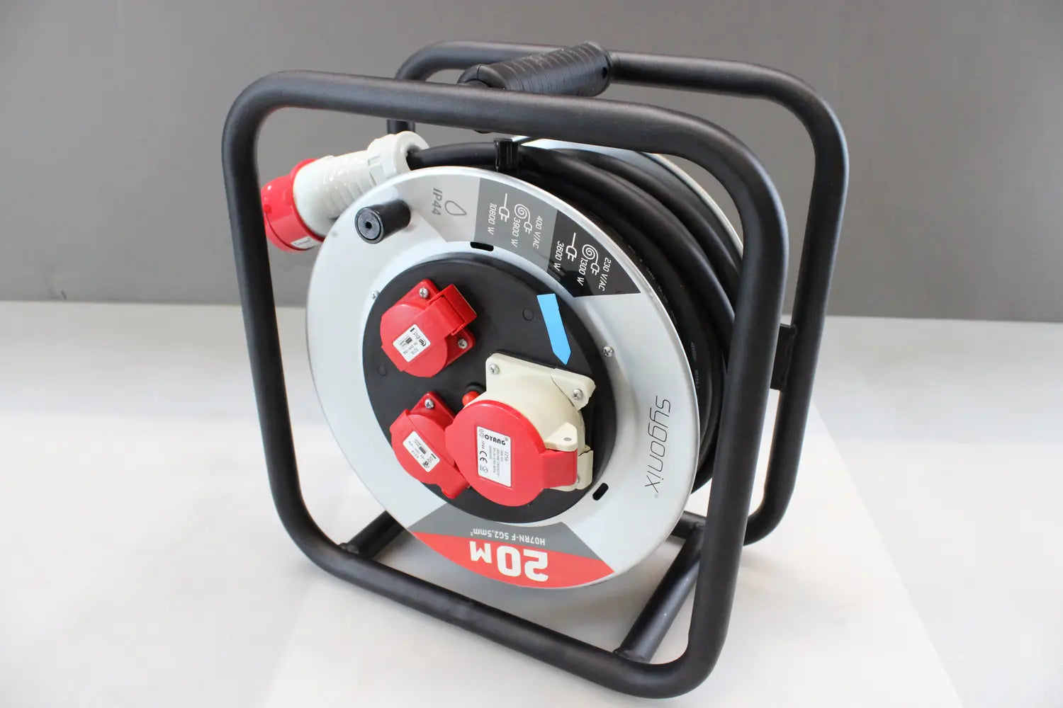B-Ware Sygonix Kabeltrommel Kabelrolle 2x Schuko 1x Cee Stecker Schwarz Siehe Text/Foto - 4064161478722