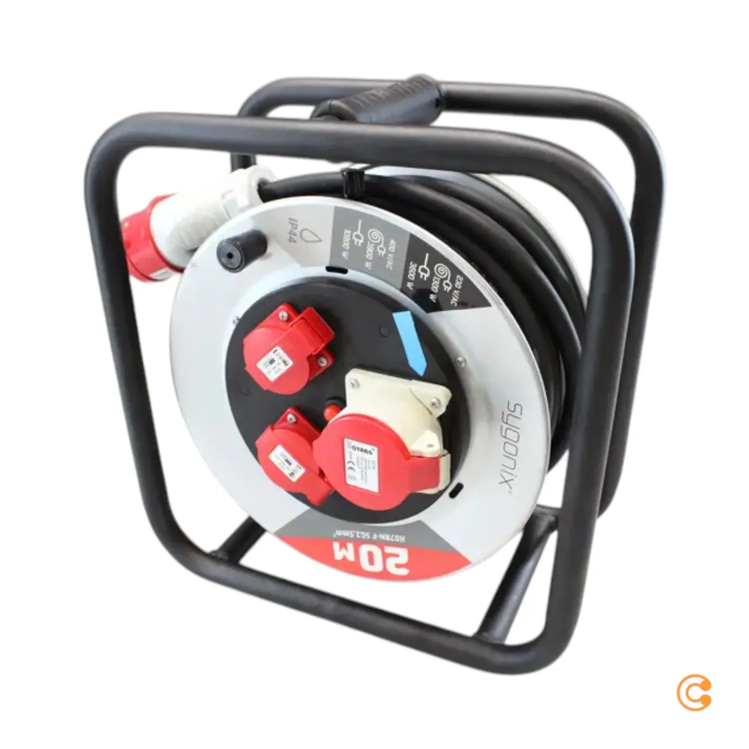 B-Ware Sygonix Kabeltrommel Kabelrolle 2x Schuko 1x Cee Stecker Schwarz Siehe Text/Foto - 4064161478722