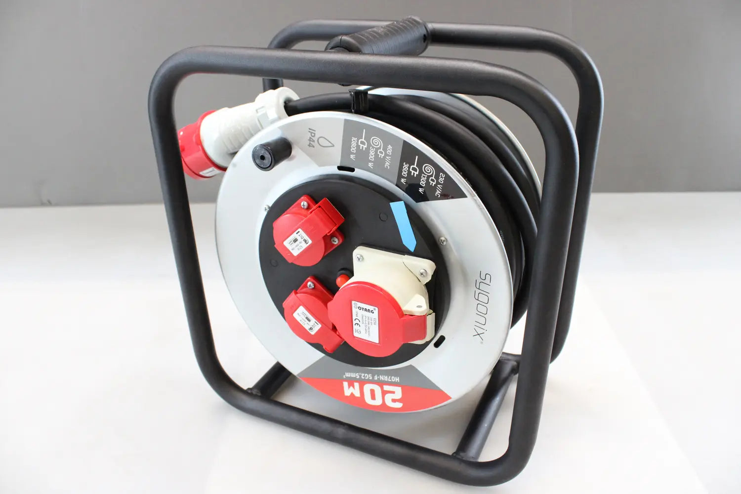 B-Ware Sygonix Kabeltrommel Kabelrolle 2x Schuko 1x Cee Stecker Schwarz Siehe Text/Foto - 4064161478722