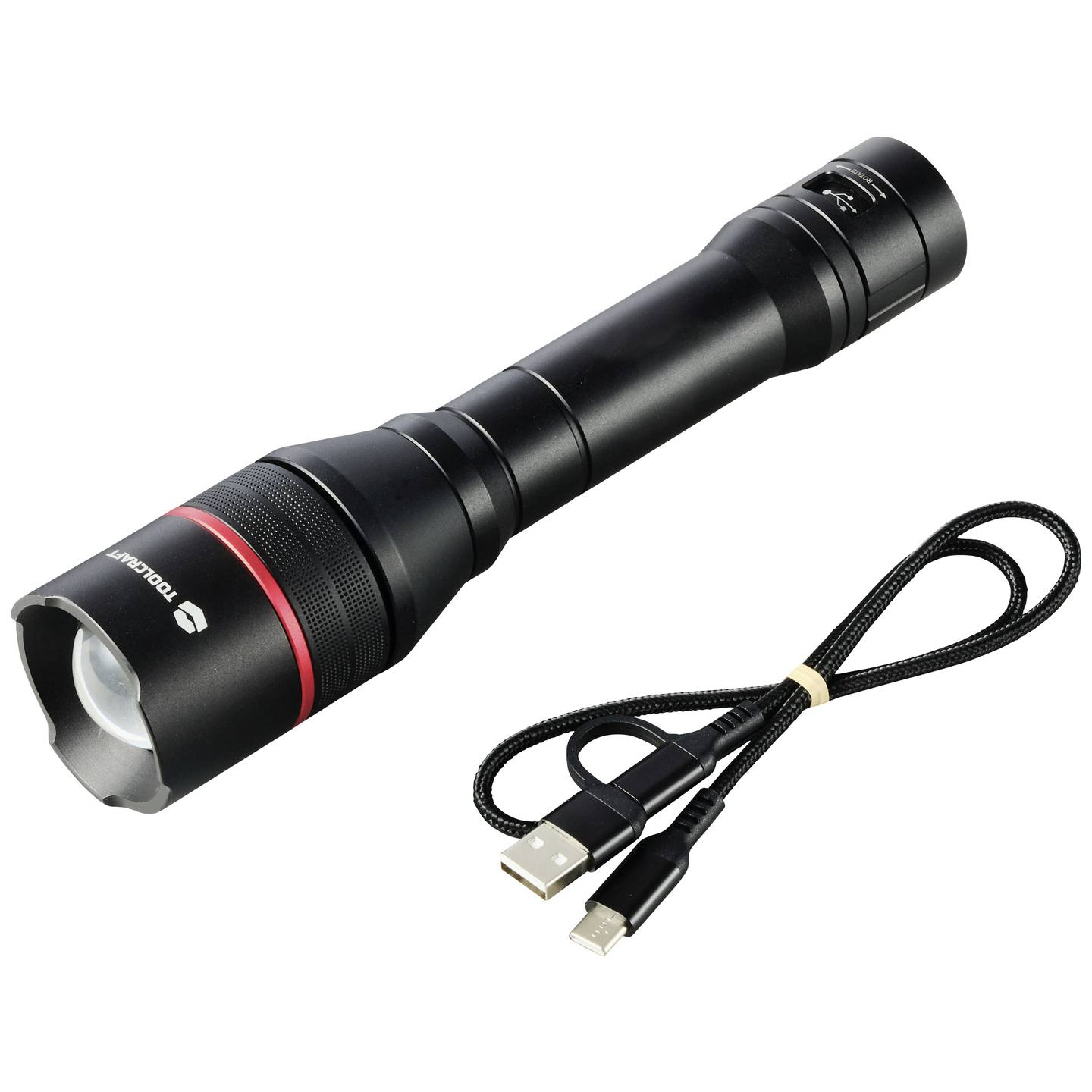 B-Ware Toolcraft Handlampe Taschenlampe Usb C Schwarz Rot Verstellbar Powerbank Led - 4064161293608