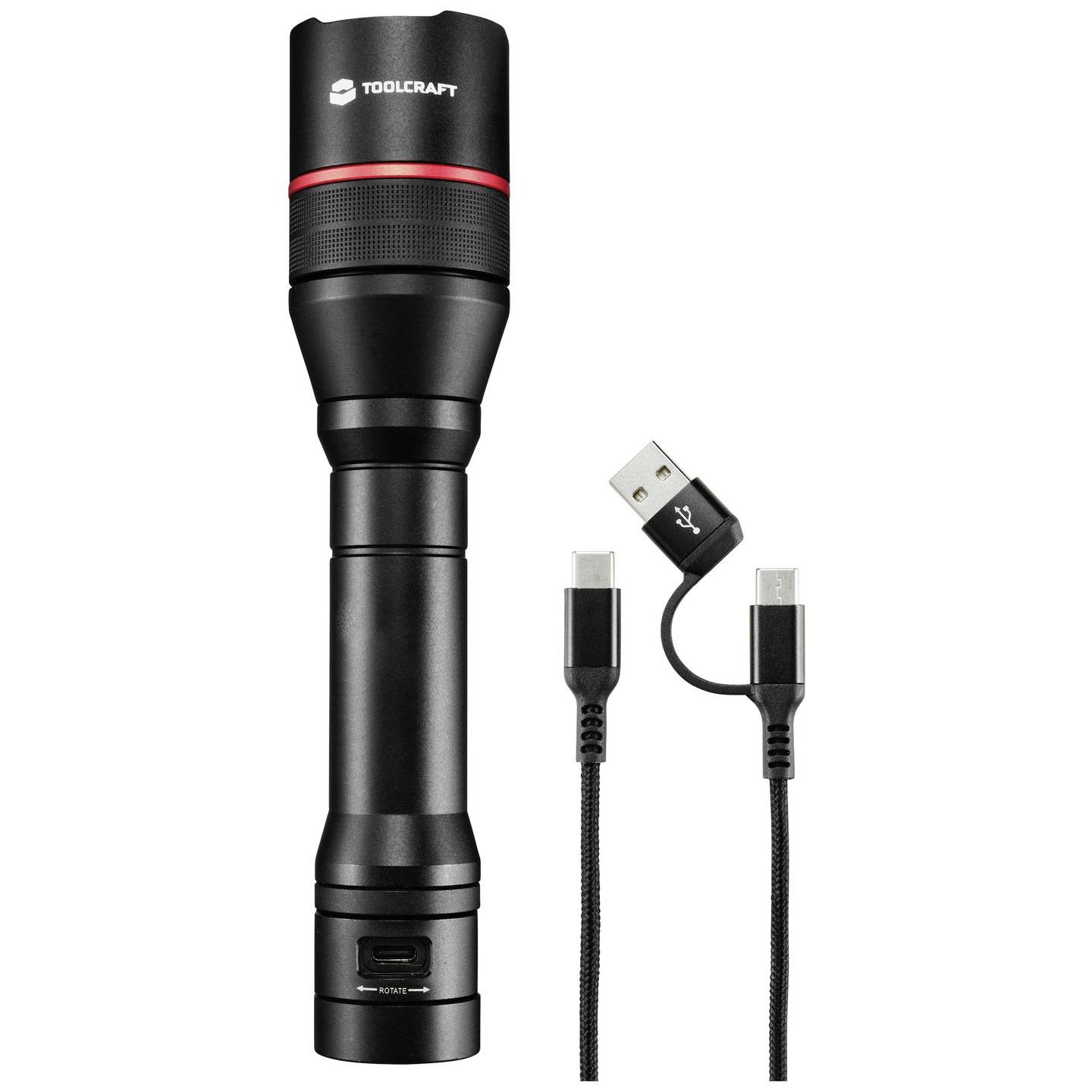 B-Ware Toolcraft Handlampe Taschenlampe Usb C Schwarz Rot Verstellbar Powerbank Led - 4064161293608