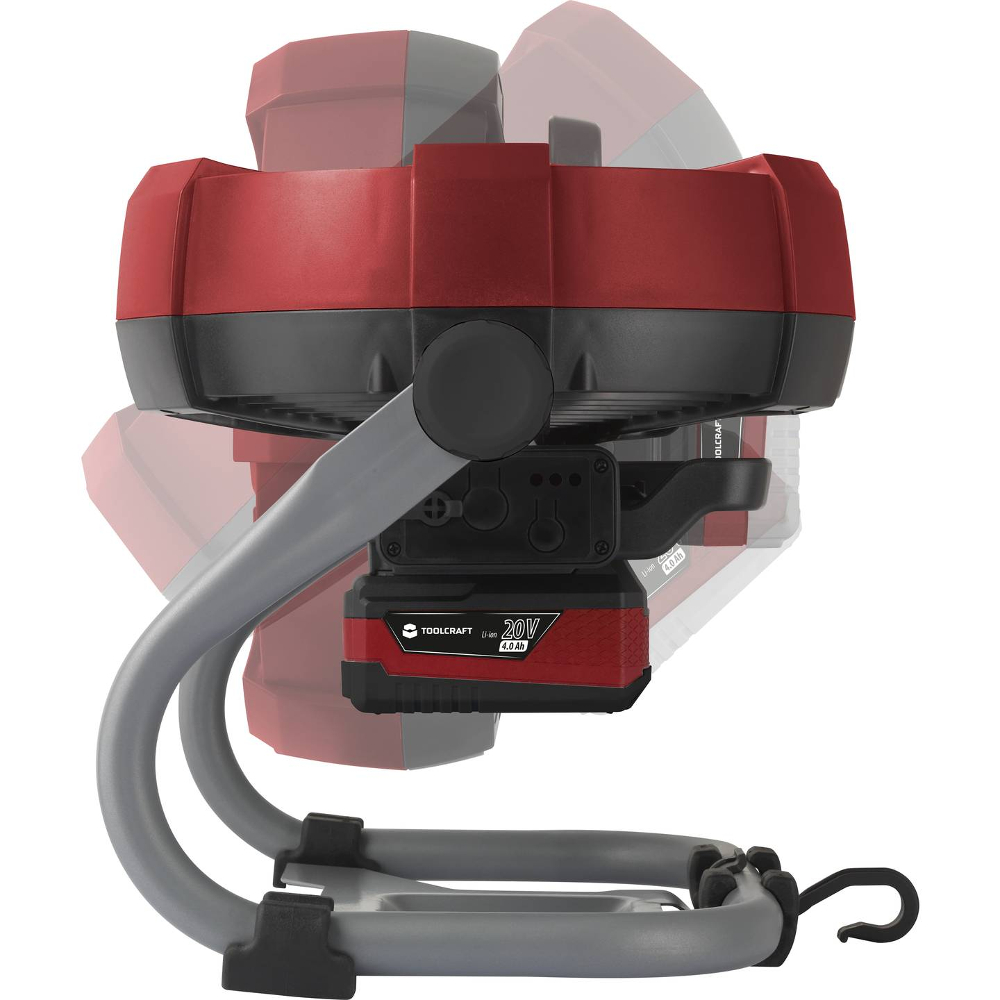 B-Ware Toolcraft Akku Ventilator Lüfter Led Kontrollleuchte Rot Grau Schwarz - 4064161196381