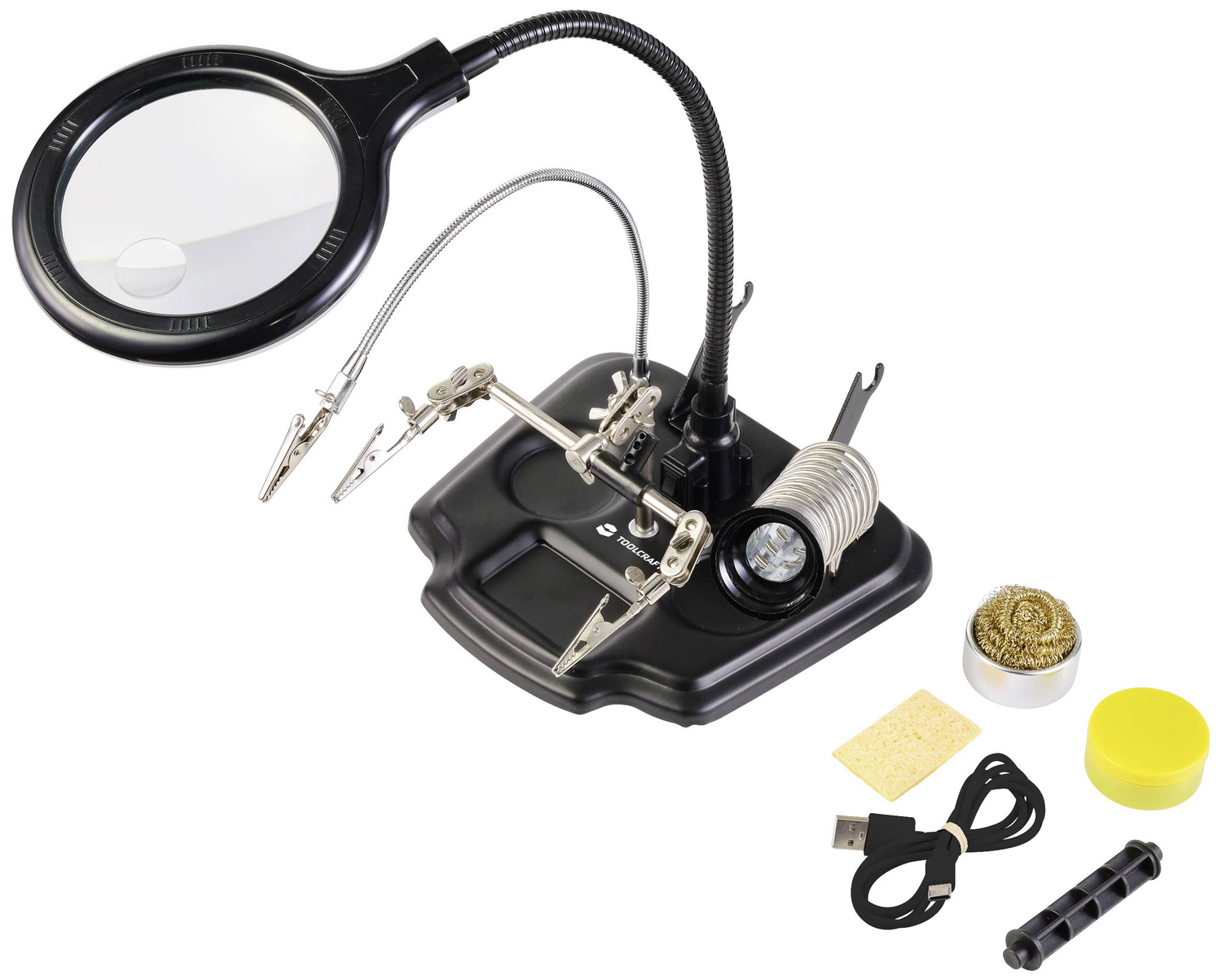 B-Ware Toolcraft Tisch Lupenleuchte Lupe Vergrößerung Led Schwarz Standfuß 100mm