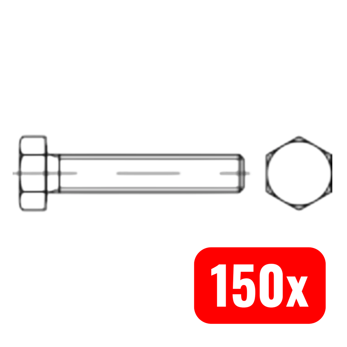Toolcraft Sechskantschraube Schraube M16 Edelstahl Außensechskant 50mm 150 STÜCK - 4053199616381