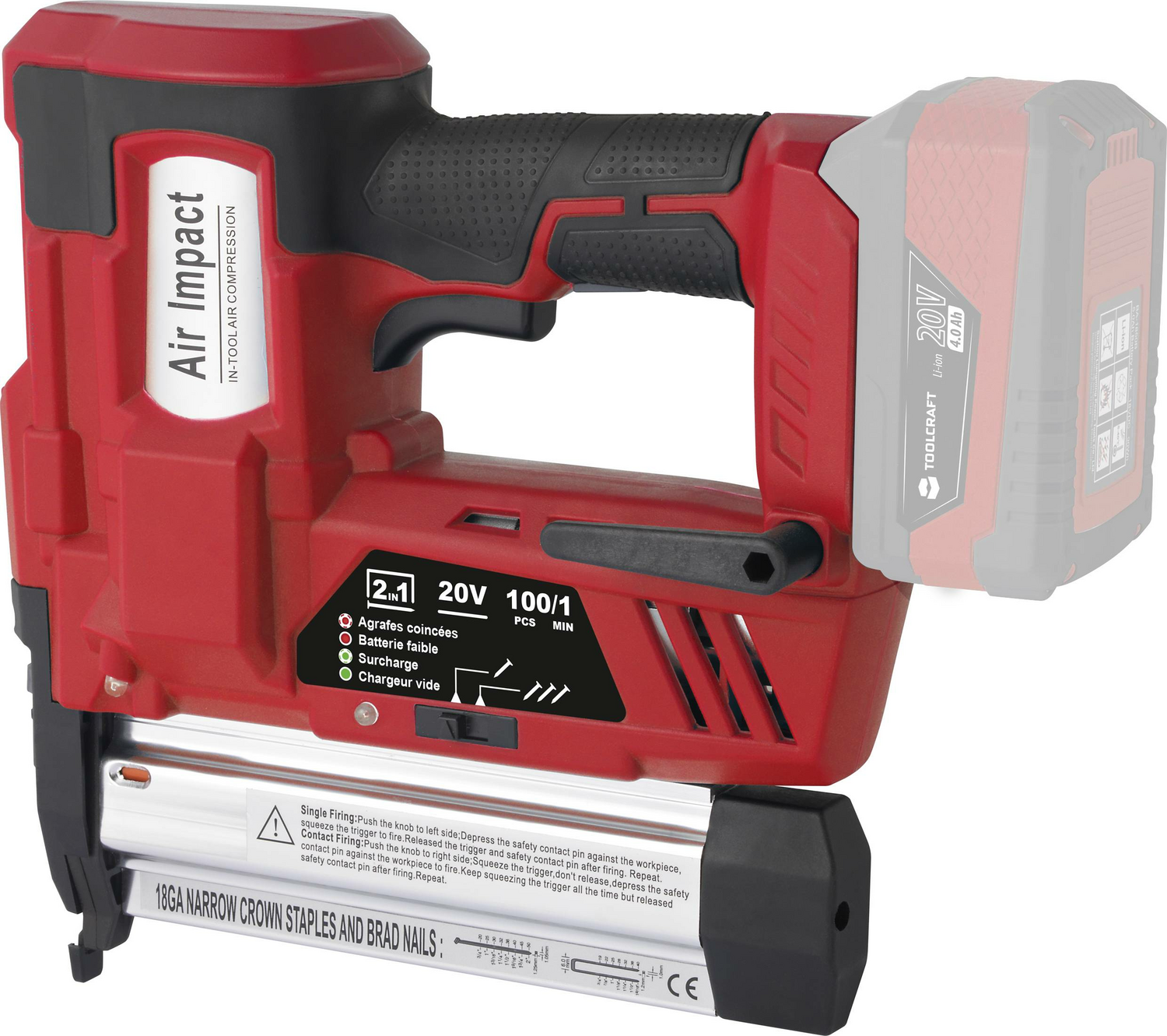 B-Ware Toolcraft Akku Nagler Kabellose Nagelpistole Inkl Akku Lampe Ohne Akku Ladegerät
