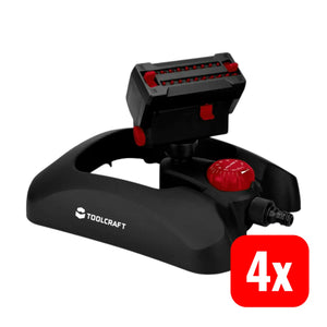 B-Ware Toolcraft Viereckregner Rasensprenger Rasen Sprenger 378 M² Schwarz Rot 4 Stück