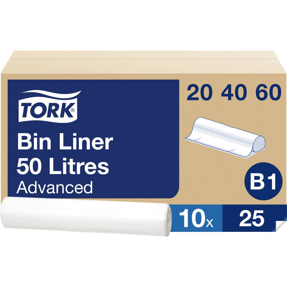 TORK 204060 Müllsack 50 l Müllbeutel Abfallsack Abfallbeutel Rolle Transparent - 7310791080932