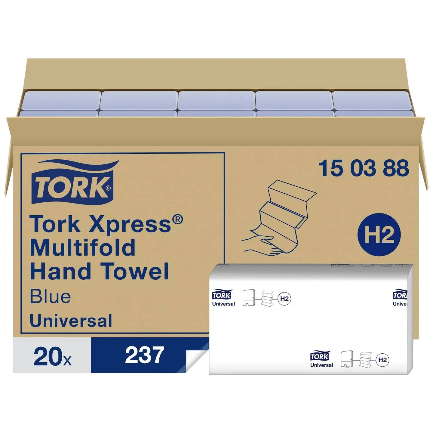 B-Ware Tork Papierhandtücher Einweghandtücher Blau Xpress Multifold Handtücher Karton - 7322540826869