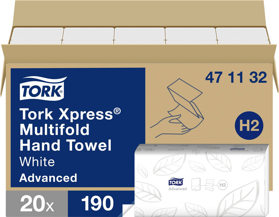 Tork Xpress Multifold Papierhandtücher Weiß H2 Advanced Komfort Recycelte Fasern B-Ware - 3133200037426