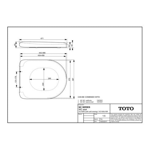 TOTO WC-Sitz Toilettensitz Absenkautomatik Edelstahlscharniere weiß - 4050663093945