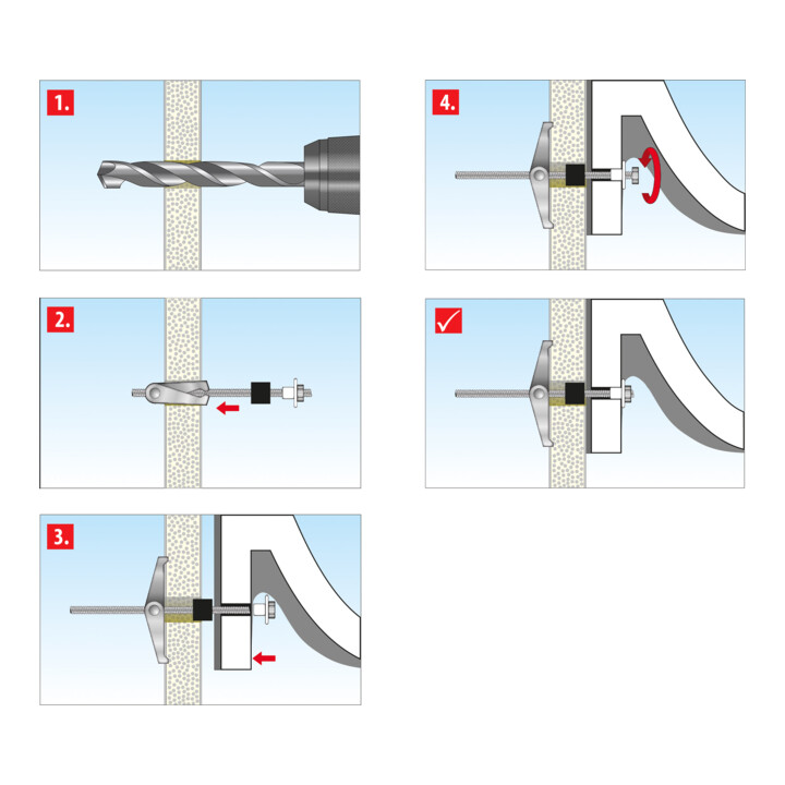 Tox Waschtischbefestigung Oase Spagat M10 Befestigung Wandplatte Metall 10 Stück B-Ware - 4049563005158