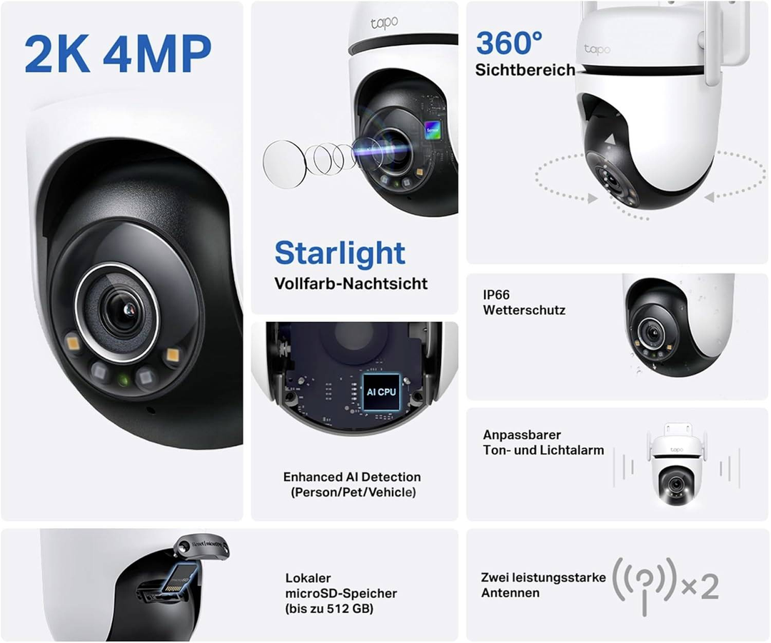 Tp Link C520 Ws überwachungskamera Ip Kamera Weiß 2 K Qhd Nachtsichtaufnahme B-Ware