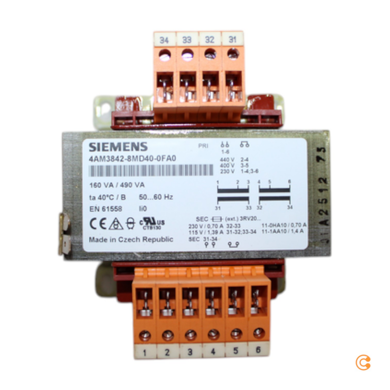 Siemens Transformator 1 Ph. 4 Am38428 Md400 Fa0 N(k Va) 0,16/0,49,440 V Defektware D-Ware - 4019169940627